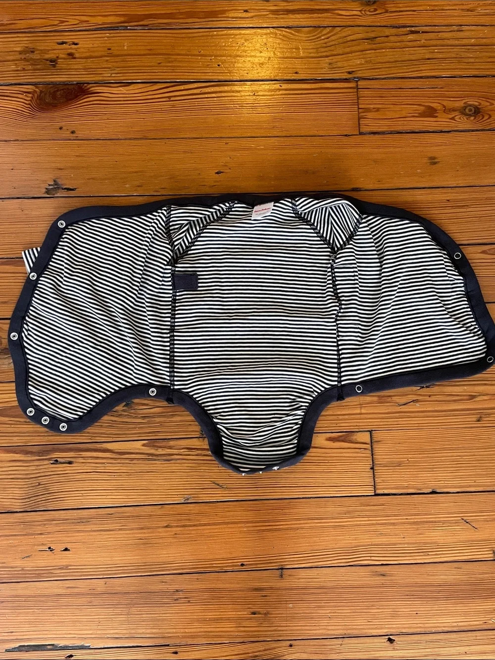 Hanna Andersson Black & White Striped Wrap-Front One-Piece 70cm 6-12 months